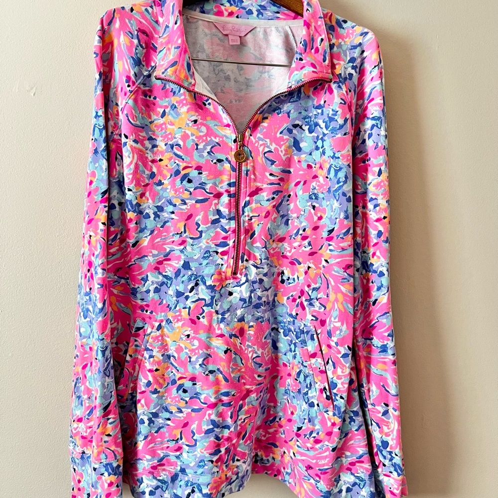 Lilly Pulitzer Multicolor Half-Zip Cowl Neck Sweater
